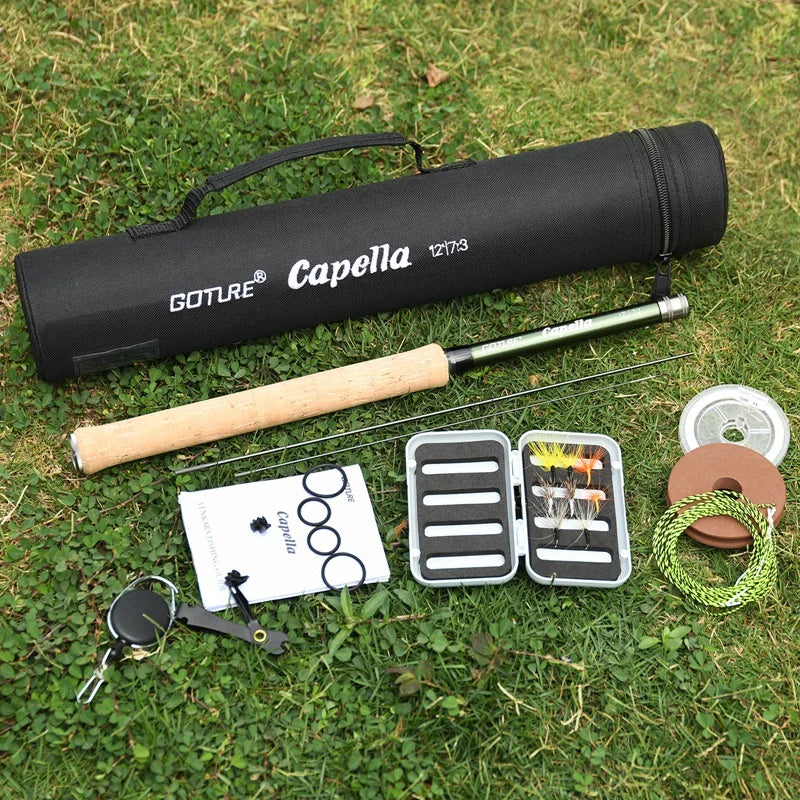 3.6m portable carbon fiber telescope fishing rod Goture Tenkara Fly Fishing Rod Combo