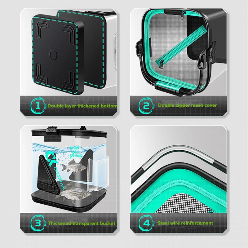 13L Fish Bucket EVA Thickened Transparent, Foldable!