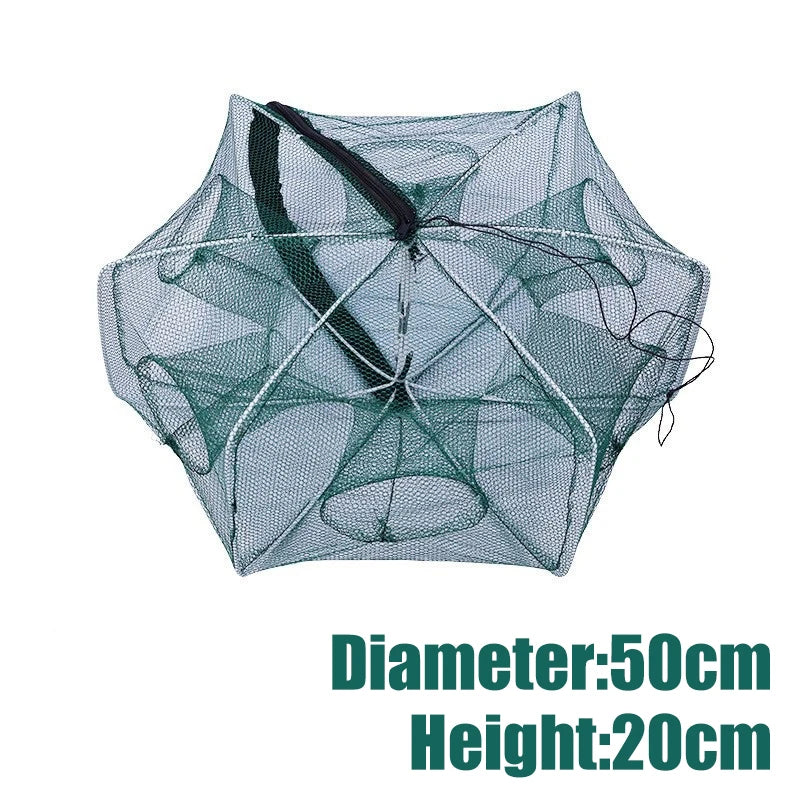 š¦ ProFold⢠Foldable Nylon Fishing Trap Net ā 6/8/10/12 Holes for Crayfish, Crab, Shrimp & More š£