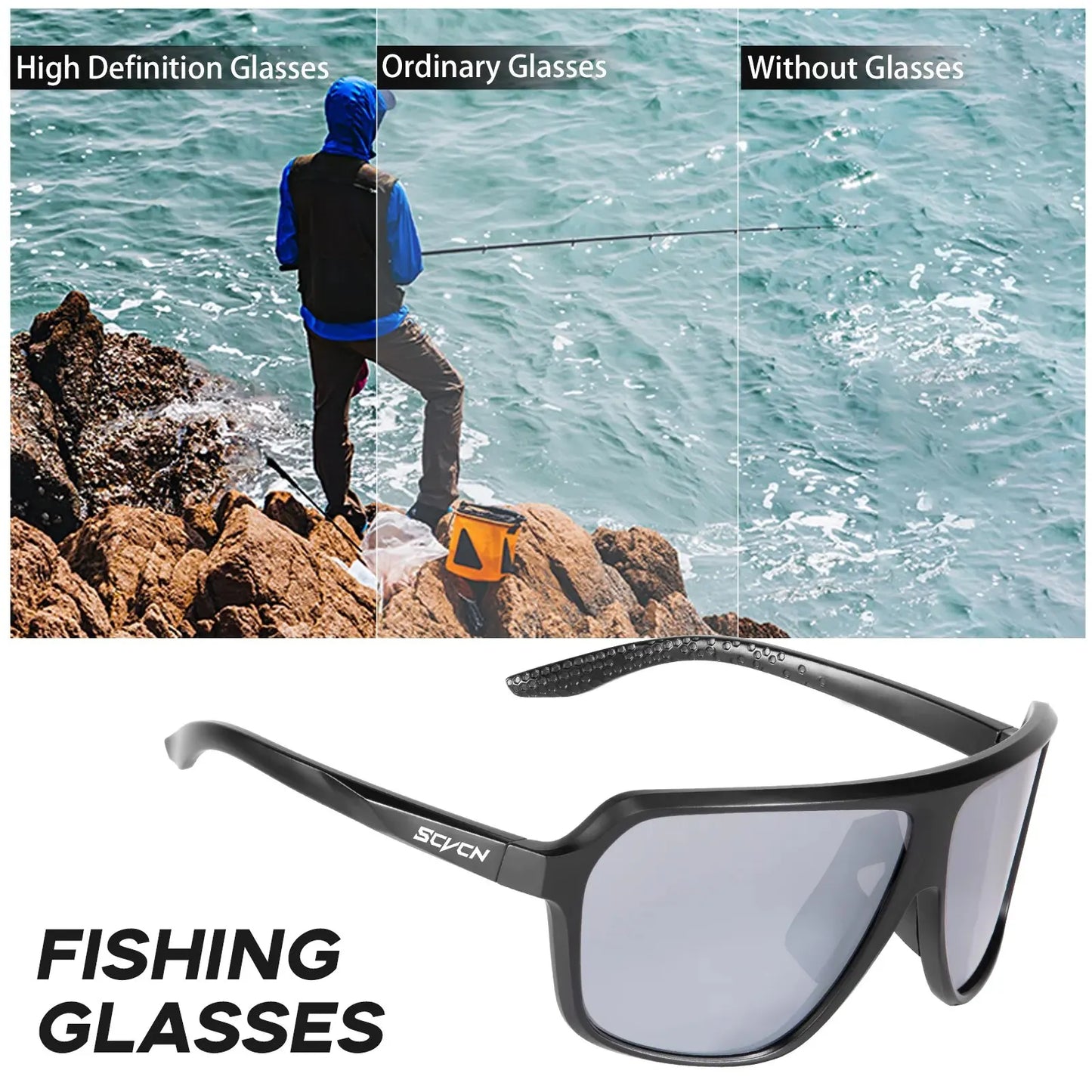 🕶️ SCVCN Fishing Sunglasses Square Polarized UV400 Fishing Glasses For Men Women