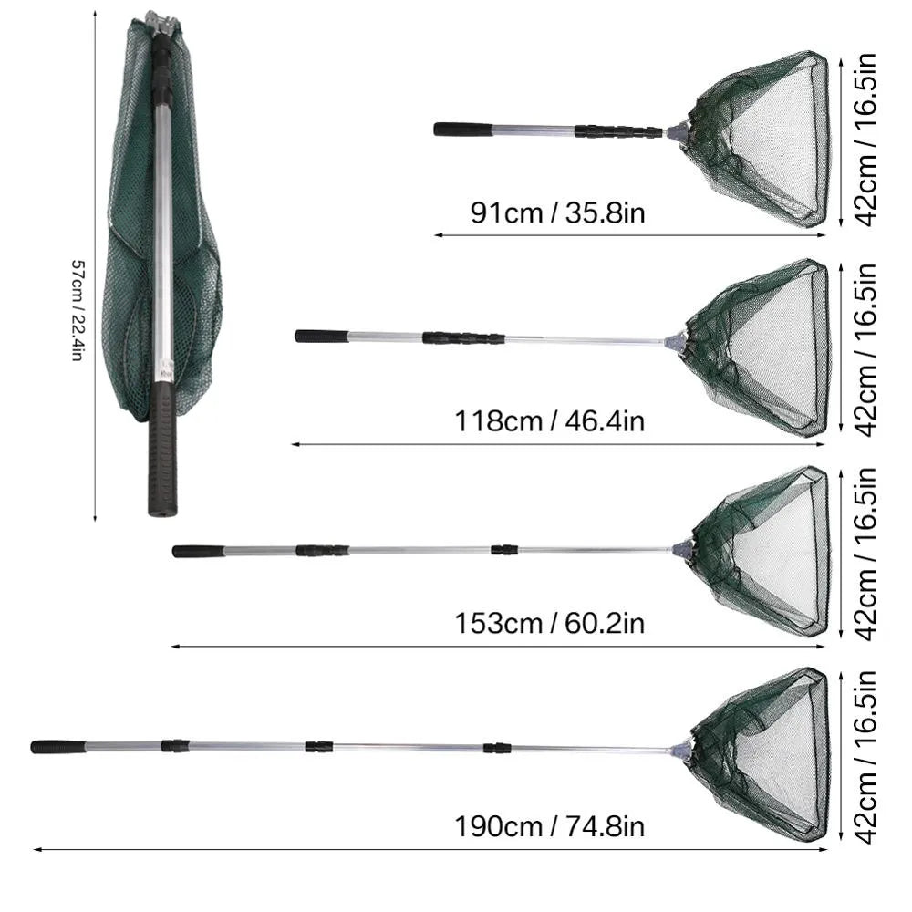 190cm 92cm 55cm ๐ฃ Telescopic Landing Net Folding Fishing Pole Extending Fly Carp Course Sea Mesh Fishing Net For Fly Fishing ๐ฃ