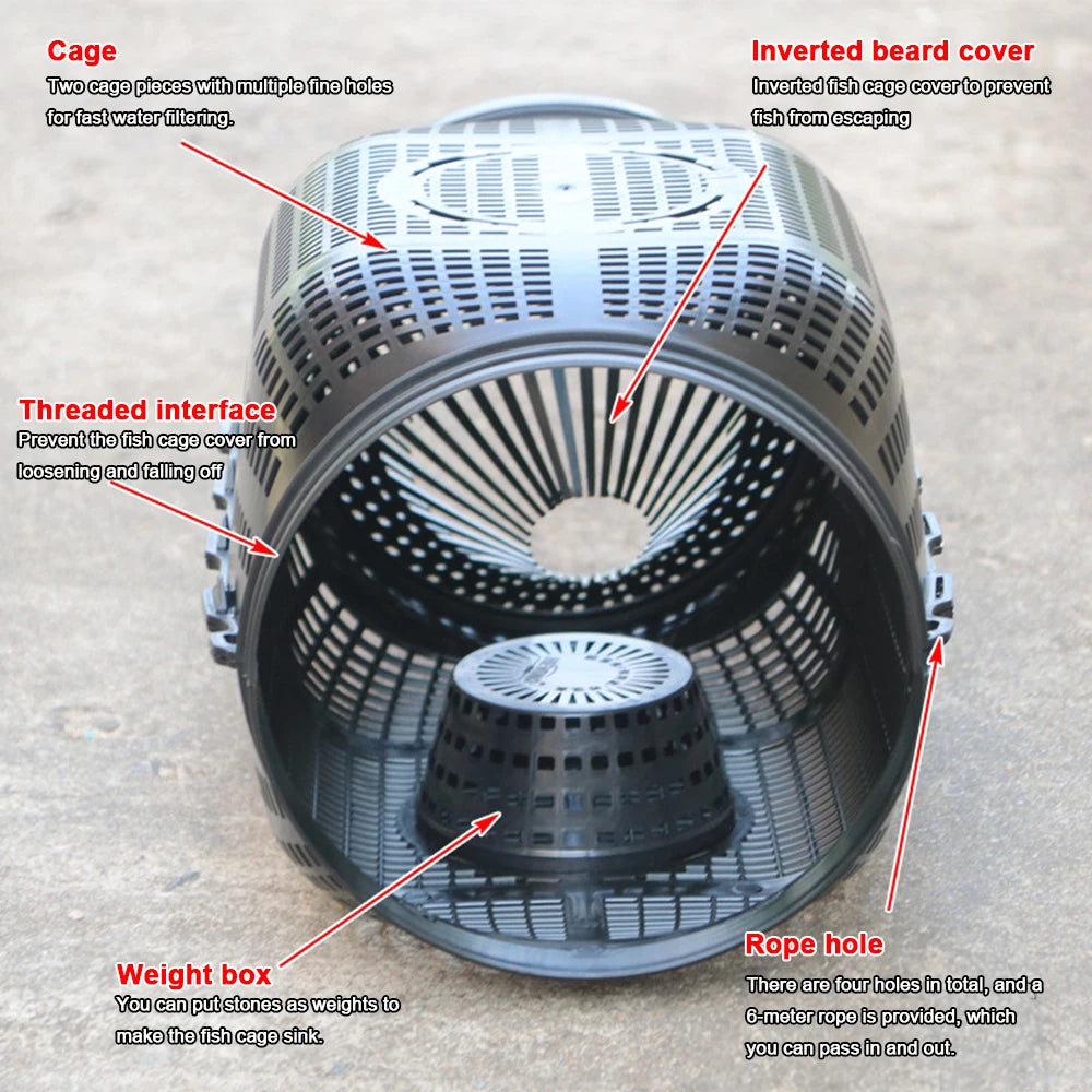 🔥Escape-Proof High-Capacity Fishing Cage – Durable, Lightweight, and Perfect for Outdoor Fishing & Hunting!🎣🦐