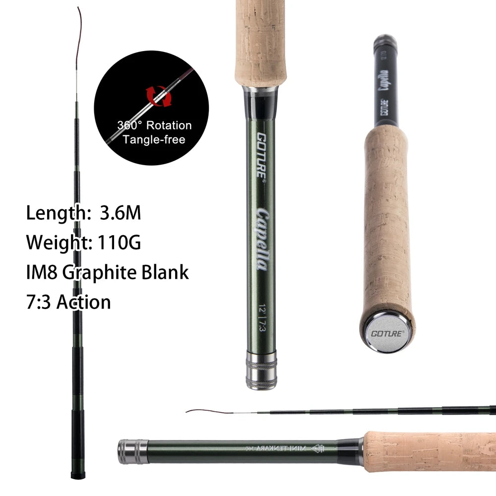 Goture Tenkara Fly Fishing Rod Combo - 3.6m Ultralight Carbon Fiber Set π£