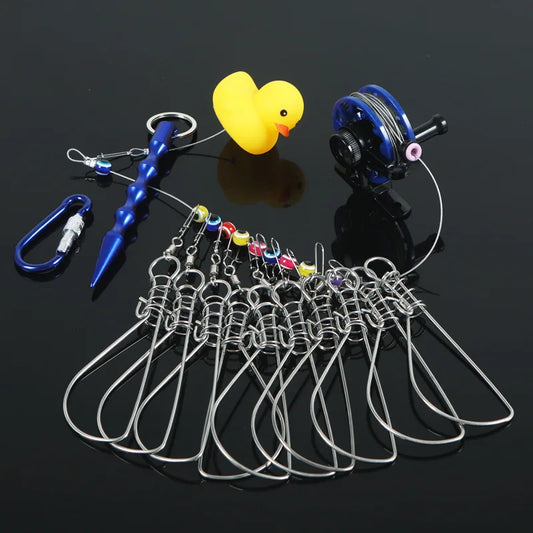 🐟 Fishing Stringer with Float – 5/10 Snap Stainless Steel Chain & Reel 🎣