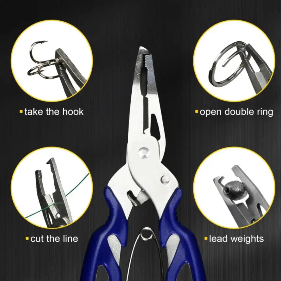 Multifunctional Fishing Pliers – Curved Mouth, Line Cutter, Hook Remover & Coil Opener 🐟✂️