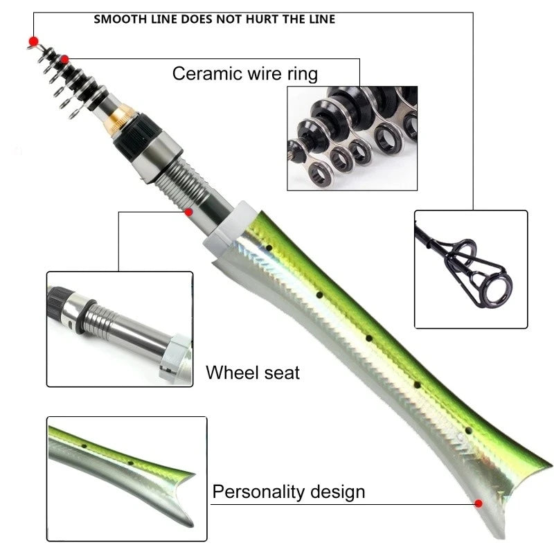 🎣 Mini Pen Fishing Rod - Portable Fish Shaped Telescopic Spinning Rod 🎣