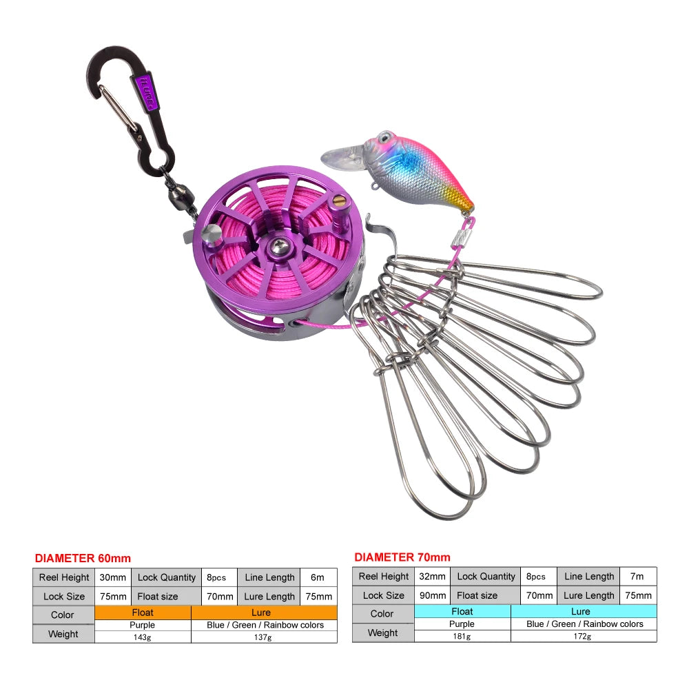 Premium Fishing Stringer – Stainless Steel Live Fish Lock with 8 Buckles, Telescopic Wheels & 6m/7m Lanyard for Carp & Sea Fishing