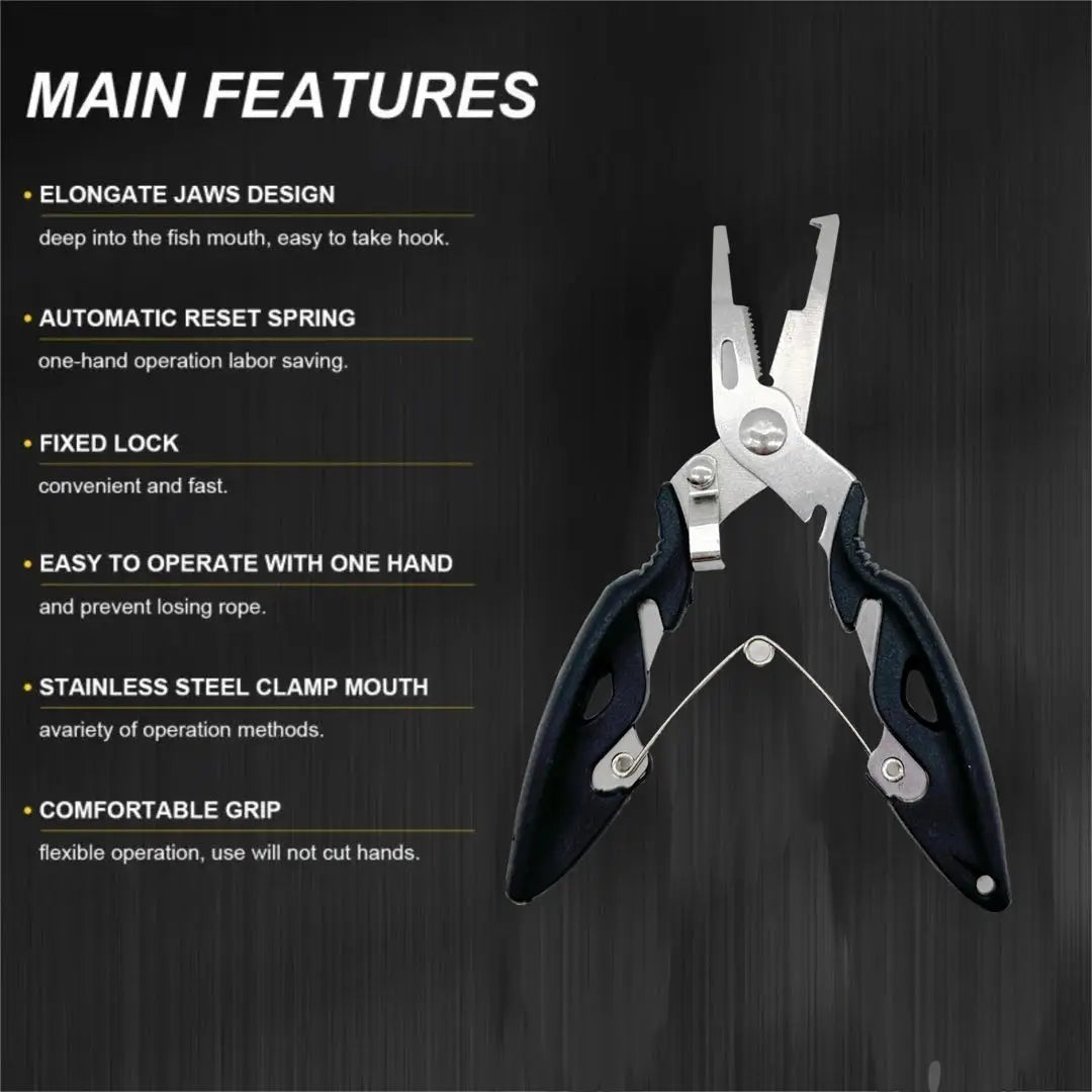Multifunctional Fishing Pliers – Curved Mouth, Line Cutter, Hook Remover & Coil Opener 🐟✂️
