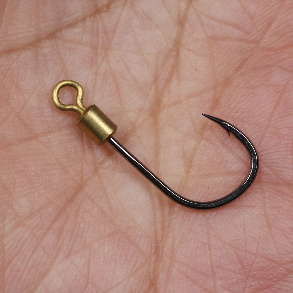 10pcs High Carbon Steel 360° Rotating Swivel Hooks for Freshwater & Saltwater Fishing