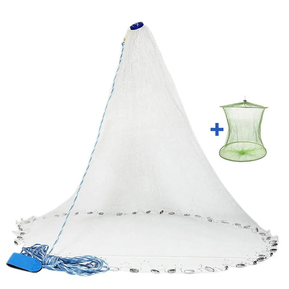 🎣 Premium Saltwater Fishing Cast Net 3ft/4ft/5ft/6ft/8ft – Easy Throw Bait Trap with Heavy-Duty Zinc Sinkers