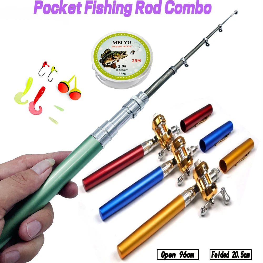 Jatzde Mini Portable Pocket Fishing Rod Pen - Aluminum Alloy Telescopic Fish Pole With Reel Combo, Ultra Compact 39 Inch Extended Jatzde Mini Portable Pocket Fishing Rod Pen - Aluminum Alloy Telescopic Fish Pole With Reel Combo, Ultra Compact 39 Inch Extended