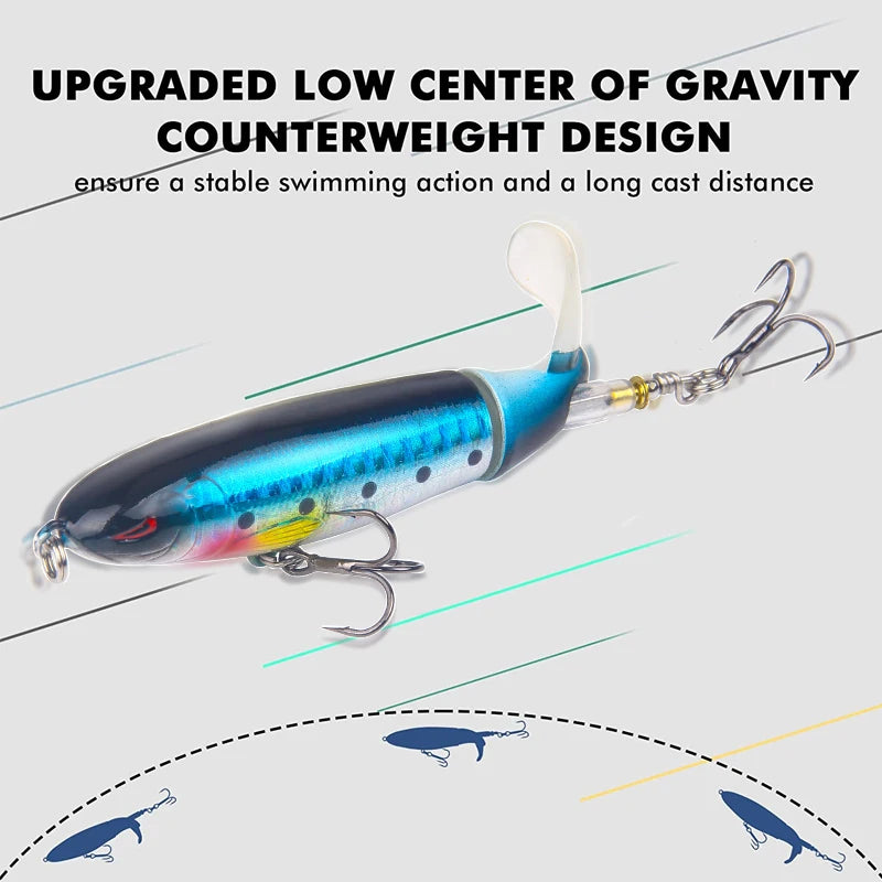 π£ 6Pcs Whopper Plopper Topwater Fishing Lures β Rotating Tail Hard Baits for Bass, Pike, and Chub π