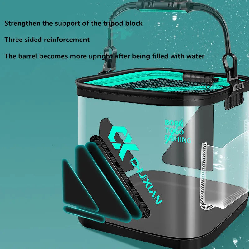 13L Fish Bucket EVA Thickened Transparent, Foldable!