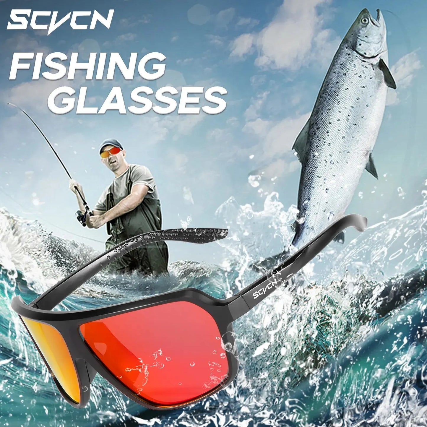 🕶️ SCVCN Fishing Sunglasses Square Polarized UV400 Fishing Glasses For Men Women