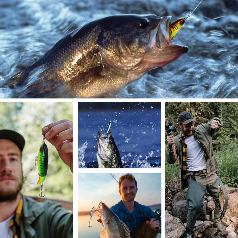 π£ 6Pcs Whopper Plopper Topwater Fishing Lures β Rotating Tail Hard Baits for Bass, Pike, and Chub π