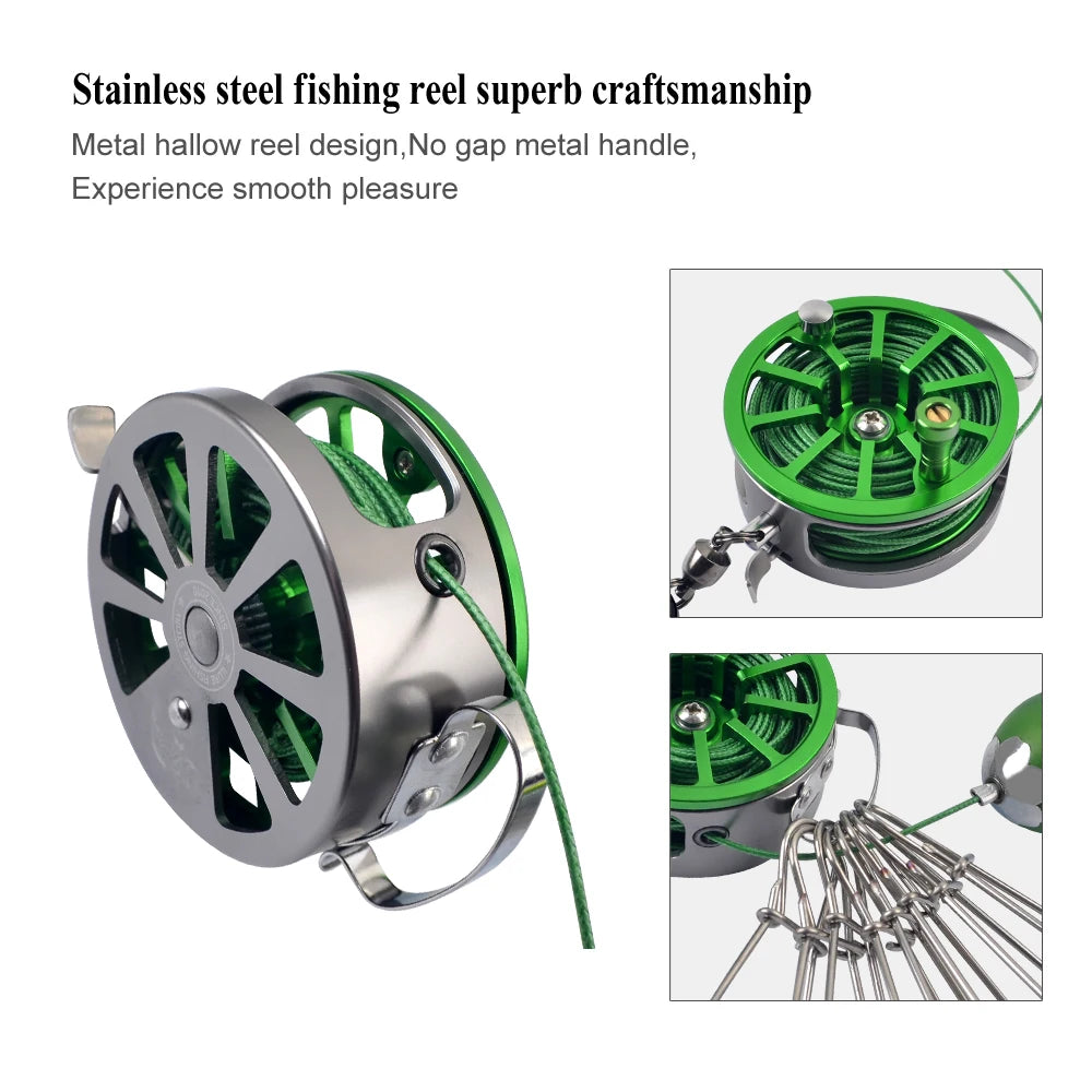 Premium Fishing Stringer – Stainless Steel Live Fish Lock with 8 Buckles, Telescopic Wheels & 6m/7m Lanyard for Carp & Sea Fishing