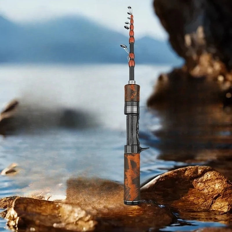 Telescopic Carbon Fiber Fishing Rod 1.5–1.8m | Portable Ultralight Spinning & Casting Pole 🎣