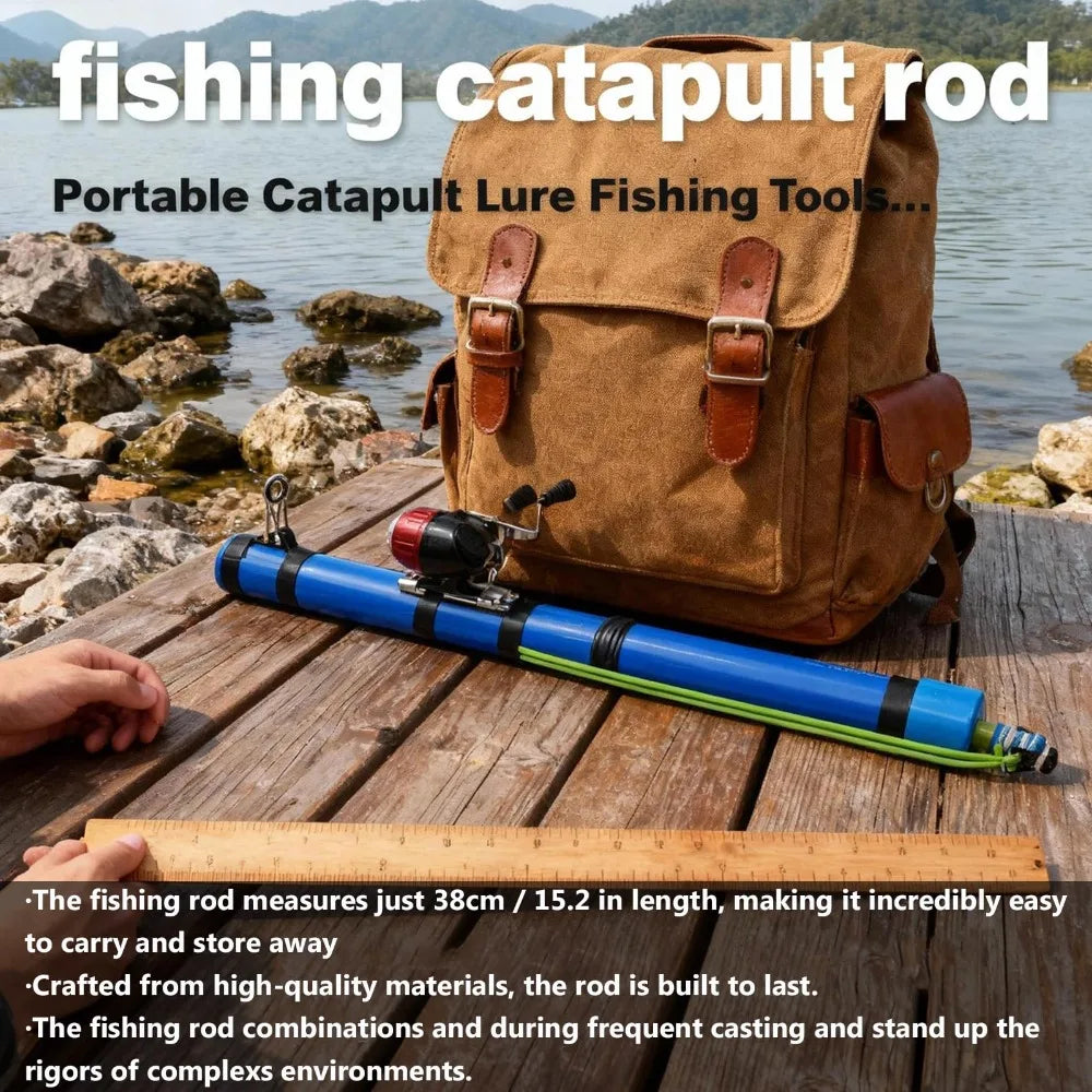 🎣 Portable Slingshot Fishing Rod with Reel – Compact Catapult Casting Rod for Bass, Trout & Catfish (Saltwater & Freshwater)