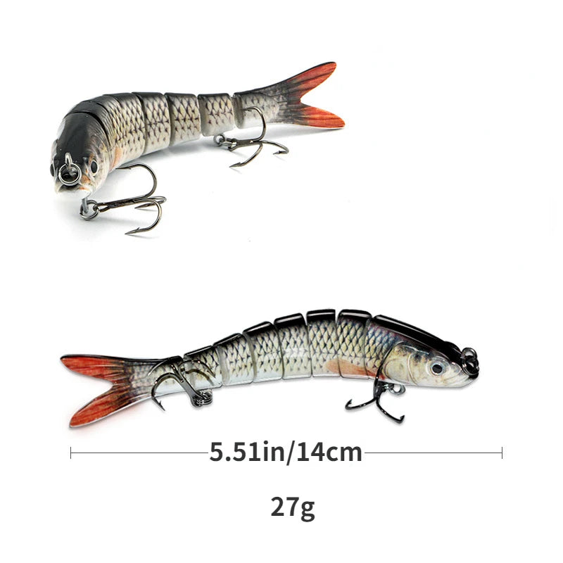 6 Pcs/Pack 5.51in/14cm 27g Fishing Lure 8 Segment Multi Jointed Swimbait Crank Bait Slow Sinking Bionic Artificial Bait