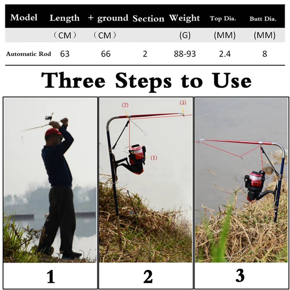 automatic reel fishing pole Combo Automatic Fishing Rod And Reel 63cm High Quality – Fishcampvietnam