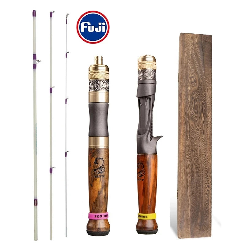 🎣 Fuji 1.4m XUL Casting/Spinning Lure Fishing Rod – 4-Section Ultra-Soft FRP Catapult Pole with Premium Wooden Box 🎣