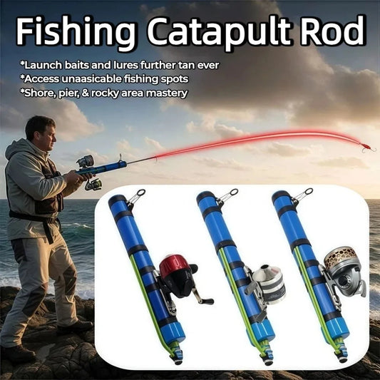 🎣 Portable Slingshot Fishing Rod with Reel – Compact Catapult Casting Rod for Bass, Trout & Catfish (Saltwater & Freshwater)