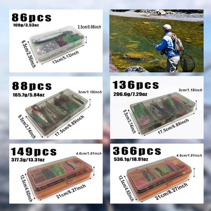 Best Multi-Lure Fishing Kit – Complete 86/88/136/149/366pcs Tackle Box for Bass, Pike & Trout