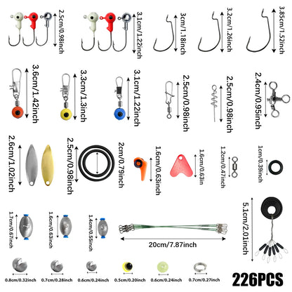 🎣 Premium 170–410PCS Professional Fishing Kit with Tackle Box – Hooks, Sinkers & Swivels for Bass, Trout & Saltwater Fishing