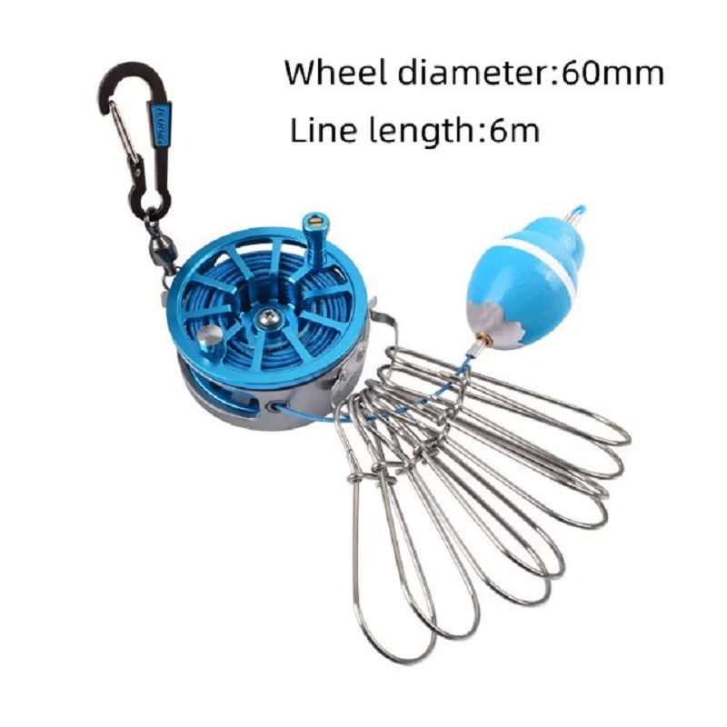 Premium Fishing Stringer – Stainless Steel Live Fish Lock with 8 Buckles, Telescopic Wheels & 6m/7m Lanyard for Carp & Sea Fishing