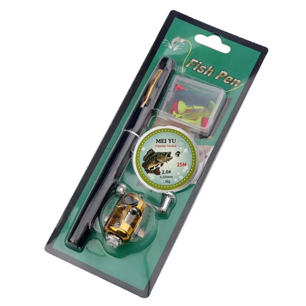 Mini Pocket Fishing Rod & Reel Combo – 8in Collapsible Aluminum Alloy Pen-Style Pole