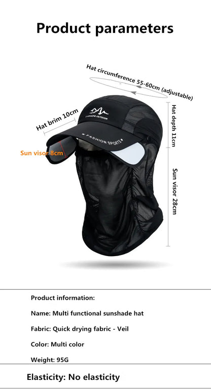 360° Portable Fishing Sun Hat – UV Protection Wide Brim Hat with Detachable Neck Flap for Fishing, Hiking & Outdoor Adventures