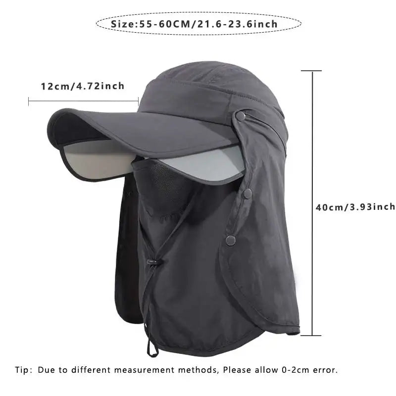 3PCS Men Bucket Hat with Shawl and Face Cover Summer Anti-UV