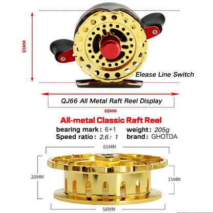 🎣 Raft Fly Wheel Lightweight Winter Fishing Reel | All-Metal, 10KG Max Drag, 6+1BB | Perfect for Raft, Ice, Bridge, Boat & Fly Fishing 🚤