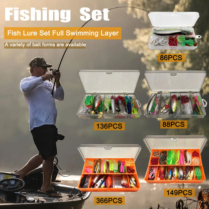 Best Multi-Lure Fishing Kit – Complete 86/88/136/149/366pcs Tackle Box for Bass, Pike & Trout
