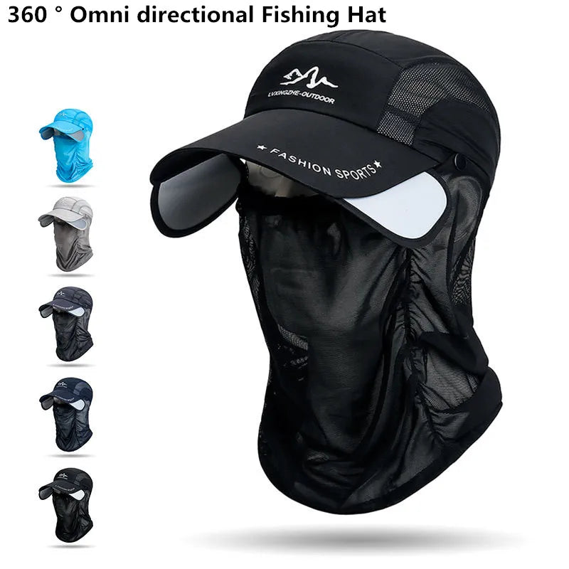 360° Portable Fishing Sun Hat – UV Protection Wide Brim Hat with Detachable Neck Flap for Fishing, Hiking & Outdoor Adventures