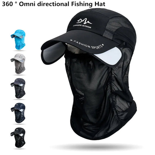 360° Portable Fishing Sun Hat – UV Protection Wide Brim Hat with Detachable Neck Flap for Fishing, Hiking & Outdoor Adventures