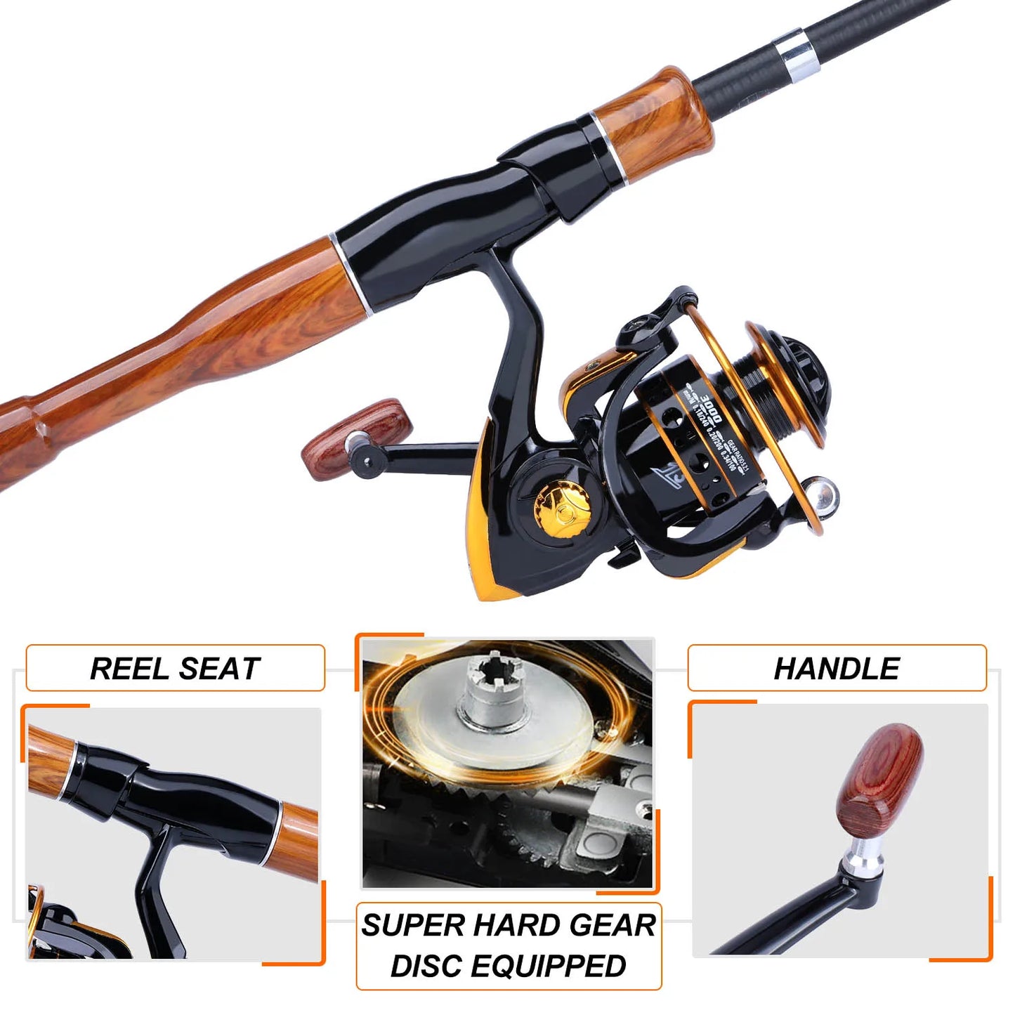 Telescopic Fishing Rod & Reel Combo – 1.6m Fiberglass Travel Rod with 3000 Spinning Reel, 13BB, 5.2:1 Gear Ratio & Fishing Line