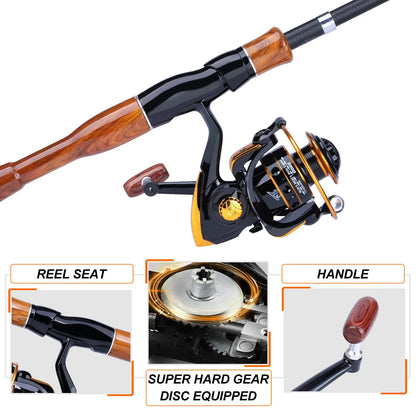 Telescopic Fishing Rod & Reel Combo – 1.6m Fiberglass Travel Rod with 3000 Spinning Reel, 13BB, 5.2:1 Gear Ratio & Fishing Line