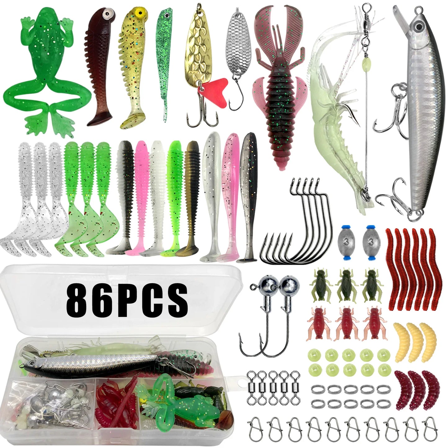 Best Multi-Lure Fishing Kit – Complete 86/88/136/149/366pcs Tackle Box for Bass, Pike & Trout