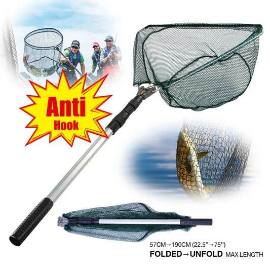 190cm 92cm 55cm 🎣 Telescopic Landing Net Folding Fishing Pole Extending Fly Carp Course Sea Mesh Fishing Net For Fly Fishing 🎣
