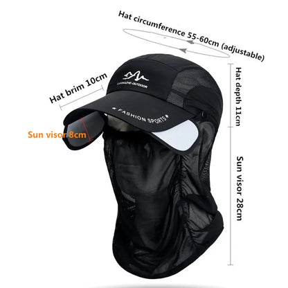 360° Portable Fishing Sun Hat – UV Protection Wide Brim Hat with Detachable Neck Flap for Fishing, Hiking & Outdoor Adventures
