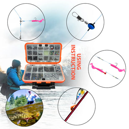 🎣 Premium 170–410PCS Professional Fishing Kit with Tackle Box – Hooks, Sinkers & Swivels for Bass, Trout & Saltwater Fishing