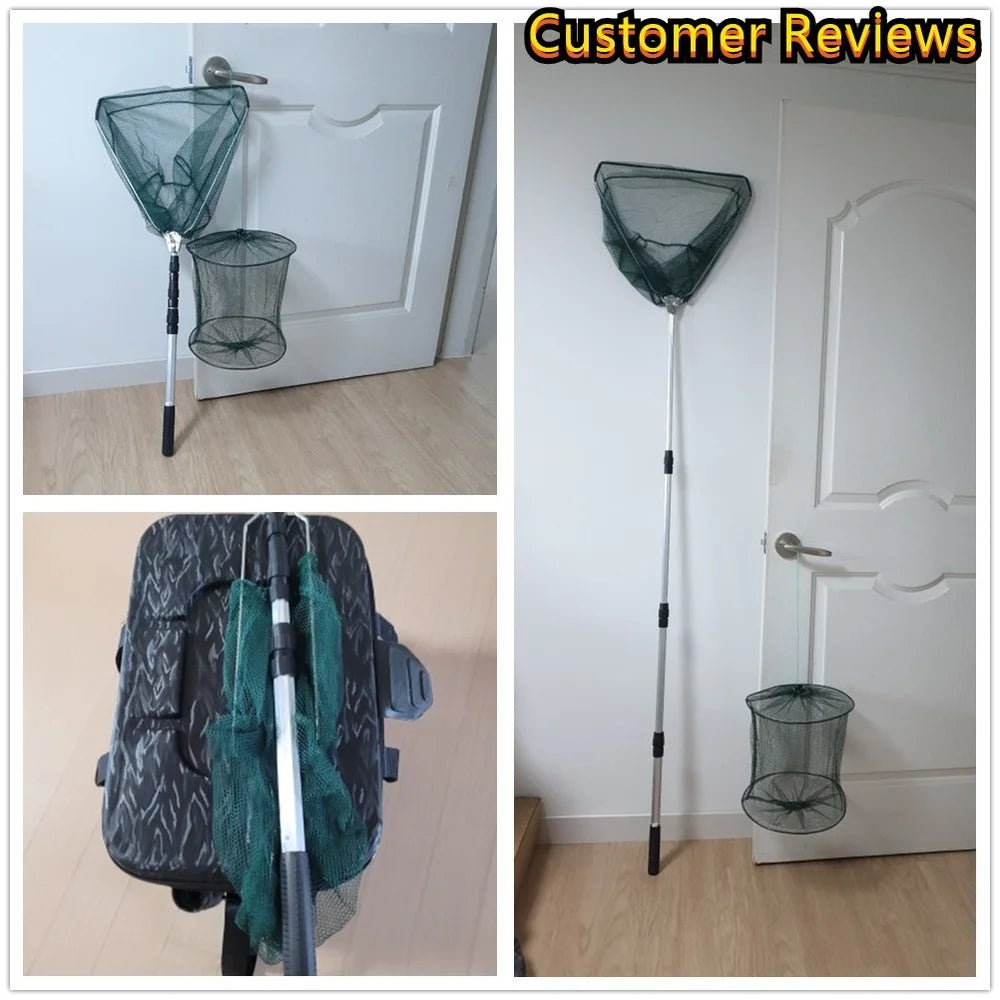 extendable fishing net pole 190cm 92cm 55cm 🎣 Telescopic Landing Net Folding Fishing Pole Extendin – Fishcampvietnam