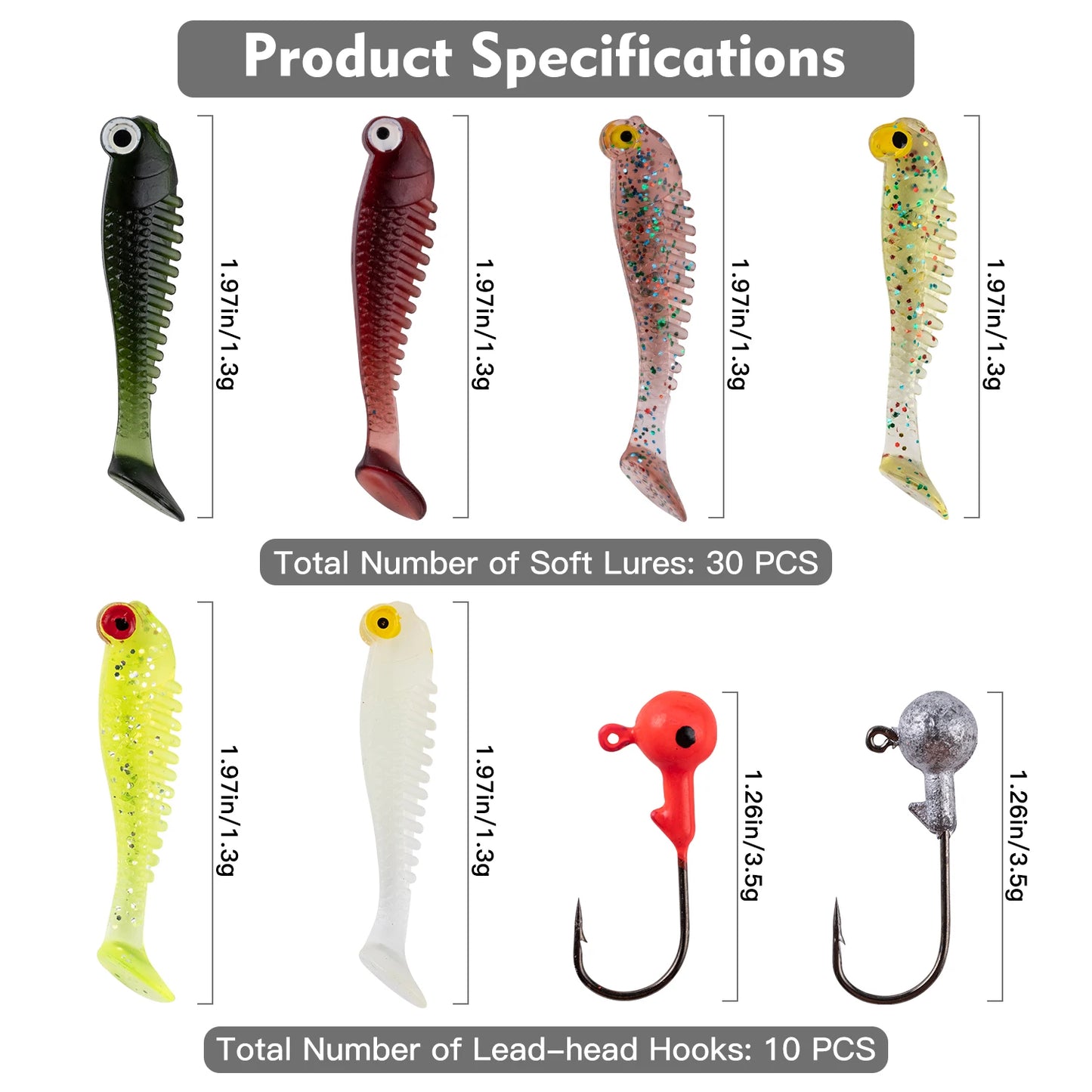 40pcs Soft Lure Kit for Fishing