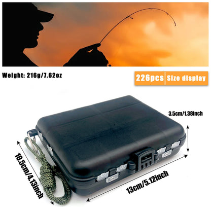 🎣 Premium 170–410PCS Professional Fishing Kit with Tackle Box – Hooks, Sinkers & Swivels for Bass, Trout & Saltwater Fishing