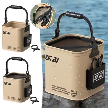 Portable Foldable Fishing Bucket EVA Live Fish Container with Rope 8-13L